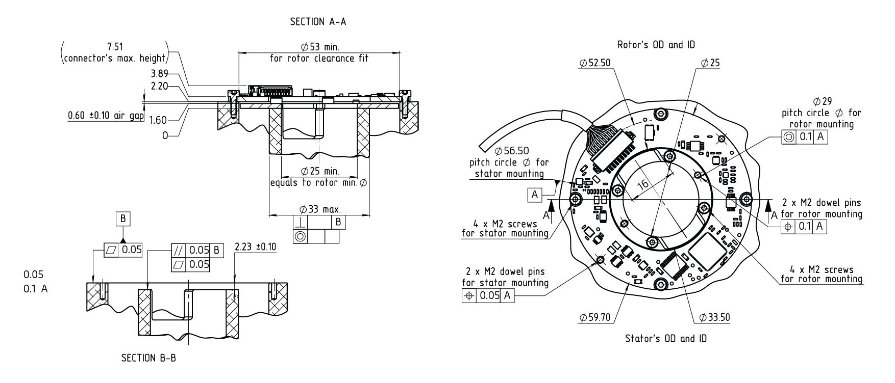 VLX-60 product DRAWING Small Rotary Encoder Hollow Shaft