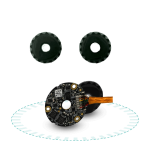 Shaftless absolute rotary encoder with contactless capacitive sensing and high repeatability.