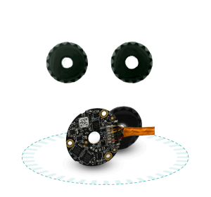 Shaftless absolute rotary encoder with contactless capacitive sensing and high repeatability.